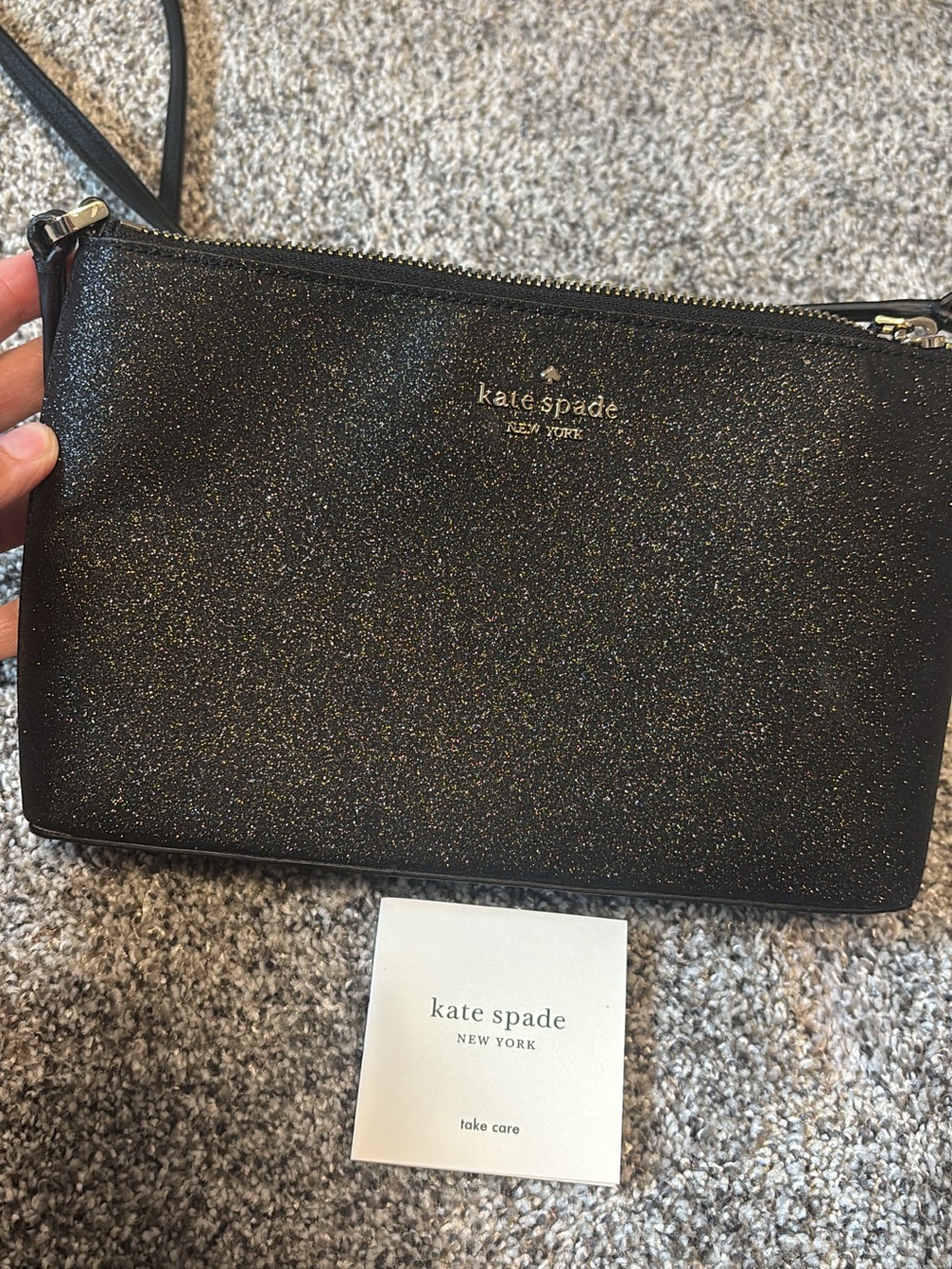 kate spade black glitter crossbody bag